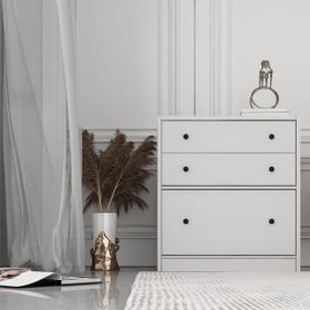 BK Concept Çıtasız ŞFN-1044-Ç İki Çekmeceli Kapaklı Beyaz Şifonyer
