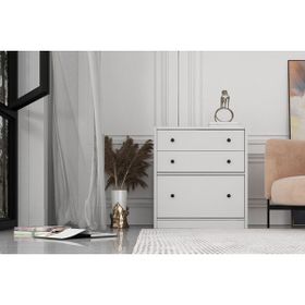 BK Concept Çıtasız ŞFN-1044-Ç İki Çekmeceli Kapaklı Beyaz Şifonyer