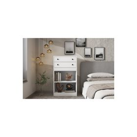 BK Concept Çıtasız ŞFN-1049-Ç İki Çekmeceli Raflı Beyaz Şifonyer