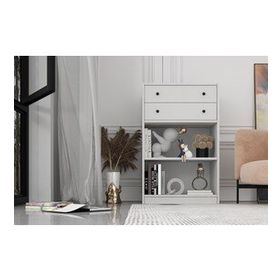 BK Concept Çıtasız ŞFN-1049-Ç İki Çekmeceli Raflı Beyaz Şifonyer