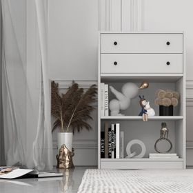 BK Concept Çıtasız ŞFN-1049-Ç İki Çekmeceli Raflı Beyaz Şifonyer