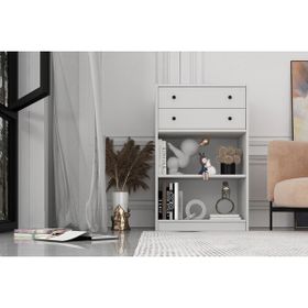 BK Concept Çıtasız ŞFN-1049-Ç İki Çekmeceli Raflı Beyaz Şifonyer