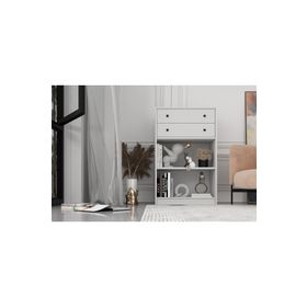 BK Concept Çıtasız ŞFN-1049-Ç İki Çekmeceli Raflı Beyaz Şifonyer
