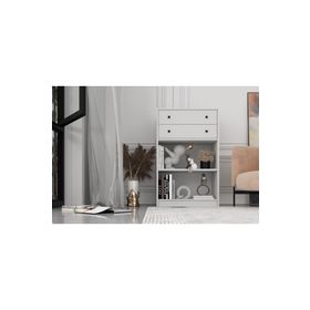 BK Concept Çıtasız ŞFN-1049-Ç İki Çekmeceli Raflı Beyaz Şifonyer