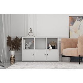 BK Concept Çıtasız ŞFN-1057-Ç Üç Kapaklı Raflı Beyaz Şifonyer