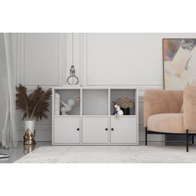BK Concept Çıtasız ŞFN-1057-Ç Üç Kapaklı Raflı Beyaz Şifonyer