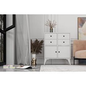BK Concept Çıtasız ŞFN-1075-Ç Ayaklı İki Kapaklı Dört Çekmeceli Beyaz Şifonyer