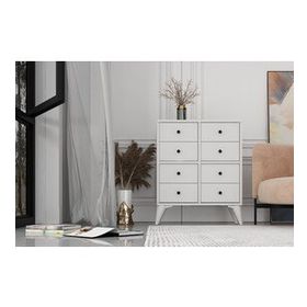 BK Concept Çıtasız ŞFN-1077-Ç Ayaklı Sekiz Çekmeceli Beyaz Şifonyer
