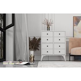 BK Concept Çıtasız ŞFN-1077-Ç Ayaklı Sekiz Çekmeceli Beyaz Şifonyer