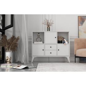 BK Concept Çıtasız ŞFN-1082-Ç Ayaklı Üç Kapaklı İki Çekmeceli Beyaz Şifonyer