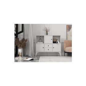 BK Concept Çıtasız ŞFN-1082-Ç Ayaklı Üç Kapaklı İki Çekmeceli Beyaz Şifonyer
