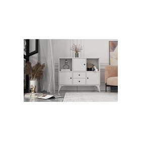 BK Concept Çıtasız ŞFN-1082-Ç Ayaklı Üç Kapaklı İki Çekmeceli Beyaz Şifonyer