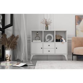 BK Concept Çıtasız ŞFN-1083-Ç Ayaklı İki Kapaklı İki Çekmeceli Beyaz Şifonyer