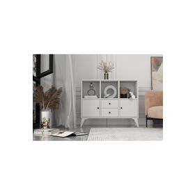 BK Concept Çıtasız ŞFN-1083-Ç Ayaklı İki Kapaklı İki Çekmeceli Beyaz Şifonyer