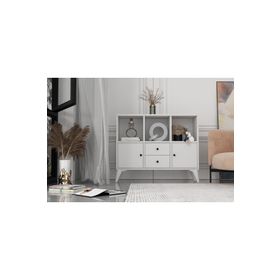 BK Concept Çıtasız ŞFN-1083-Ç Ayaklı İki Kapaklı İki Çekmeceli Beyaz Şifonyer
