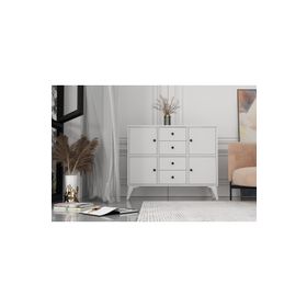 BK Concept Çıtasız ŞFN-1084-Ç Ayaklı Dört Kapaklı Dört Çekmeceli Beyaz Şifonyer