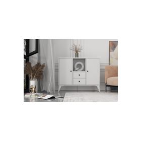 BK Concept Çıtasız ŞFN-1088-Ç Ayaklı İki Kapaklı İki Çekmeceli Beyaz Şifonyer