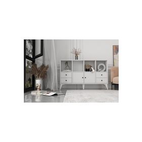 BK Concept Çıtasız ŞFN-1094-Ç Ayaklı İki Kapaklı Dört Çekmeceli Beyaz Şifonyer