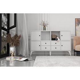 BK Concept Çıtasız ŞFN-1095-Ç Ayaklı Dört Kapaklı Dört Çekmeceli Beyaz Şifonyer