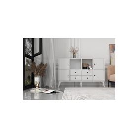 BK Concept Çıtasız ŞFN-1095-Ç Ayaklı Dört Kapaklı Dört Çekmeceli Beyaz Şifonyer