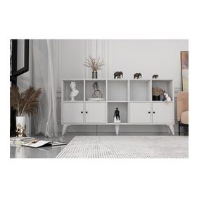 BK Concept Çıtasız ŞFN-1102-Ç Ayaklı Dört Kapklı Raflı Beyaz Şifonyer