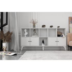 BK Concept Çıtasız ŞFN-1102-Ç Ayaklı Dört Kapklı Raflı Beyaz Şifonyer