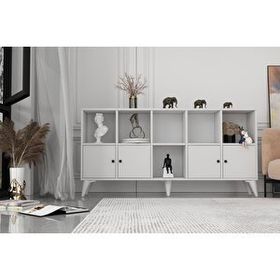 BK Concept Çıtasız ŞFN-1102-Ç Ayaklı Dört Kapklı Raflı Beyaz Şifonyer