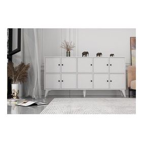 BK Concept Çıtasız ŞFN-1107-Ç Ayaklı On Kapaklı Beyaz Şifonyer