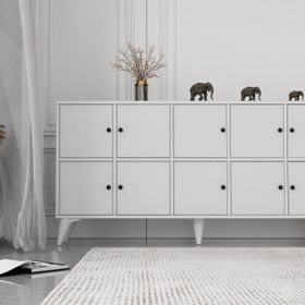 BK Concept Çıtasız ŞFN-1107-Ç Ayaklı On Kapaklı Beyaz Şifonyer