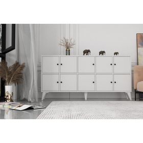 BK Concept Çıtasız ŞFN-1107-Ç Ayaklı On Kapaklı Beyaz Şifonyer
