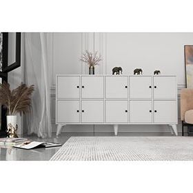 BK Concept Çıtasız ŞFN-1107-Ç Ayaklı On Kapaklı Beyaz Şifonyer