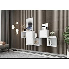 BK Concept DRS-1001-Ç Beyaz 170 cm 2 Kapaklı Raflı Duvara Monte Ayaksız Dresuar