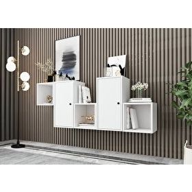 BK Concept DRS-1012-Ç Beyaz 170 cm 2 Kapaklı Raflı Duvara Monte Ayaksız Dresuar