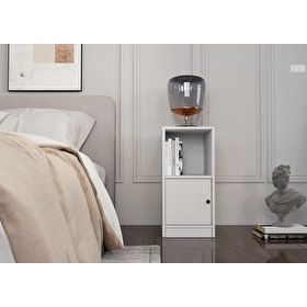 BK Concept KMD-1036-Ç Çıtasız Raflı Kapaklı Beyaz Komidin