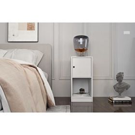 BK Concept KMD-1037-Ç Çıtasız Raflı Kapaklı Beyaz Komidin