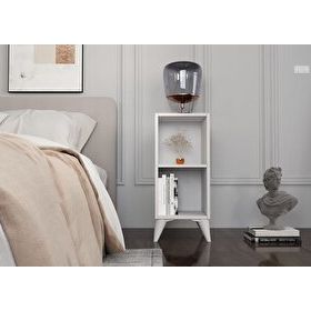 BK Concept KMD-1058 Raflı Ayaklı Beyaz Komodin