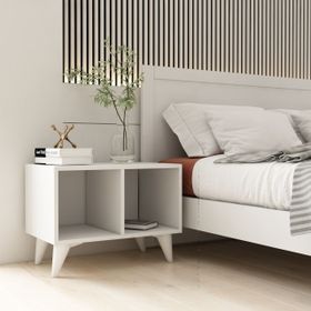 BK Concept KMD-1065 Raflı Ayaklı Beyaz Komodin