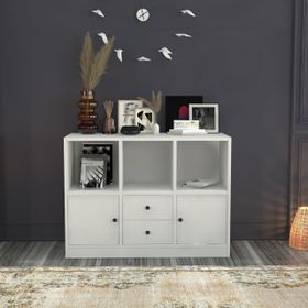BK Concept KNS-1002-Ç Beyaz 98 cm Raflı Kapaklı Çekmeceli Konsol