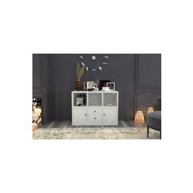 BK Concept KNS-1002-Ç Beyaz 98 cm Raflı Kapaklı Çekmeceli Konsol