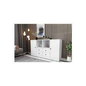 BK Concept KNS-1012-Ç Beyaz 130 cm Raflı Dolaplı Çekmeceli Konsol