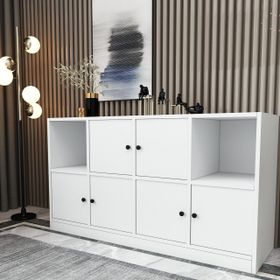 BK Concept KNS-1016-Ç Beyaz 130 cm Raflı Dolaplı Konsol