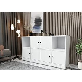 BK Concept KNS-1016-Ç Beyaz 130 cm Raflı Dolaplı Konsol