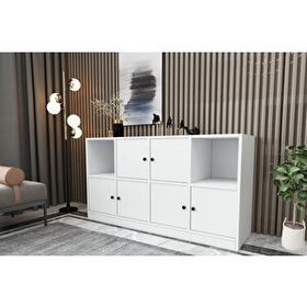 BK Concept KNS-1016-Ç Beyaz 130 cm Raflı Dolaplı Konsol