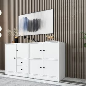 BK Concept KNS-1051-Ç Beyaz 130 cm Dolaplı Çekmeceli Konsol