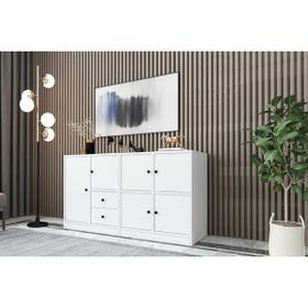 BK Concept KNS-1051-Ç Beyaz 130 cm Dolaplı Çekmeceli Konsol