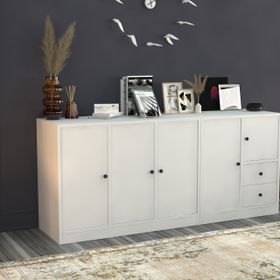 BK Concept KNS-1055-Ç Beyaz 160 cm Dolaplı Çekmeceli Konsol