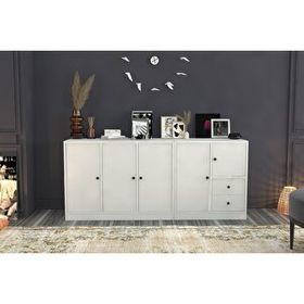 BK Concept KNS-1055-Ç Beyaz 160 cm Dolaplı Çekmeceli Konsol