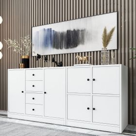 BK Concept KNS-1074-Ç Beyaz 160 cm Dolaplı Çekmeceli Konsol