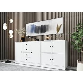 BK Concept KNS-1074-Ç Beyaz 160 cm Dolaplı Çekmeceli Konsol