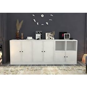 BK Concept KNS-1080-Ç Beyaz 195 cm Raflı Dolaplı Konsol